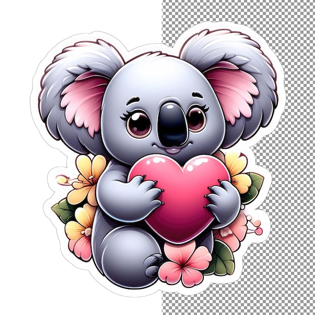 PSD el querido koala de los bosques con una pegatina de corazón