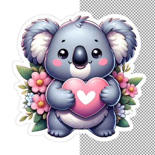 El querido koala de los bosques con una pegatina de corazón