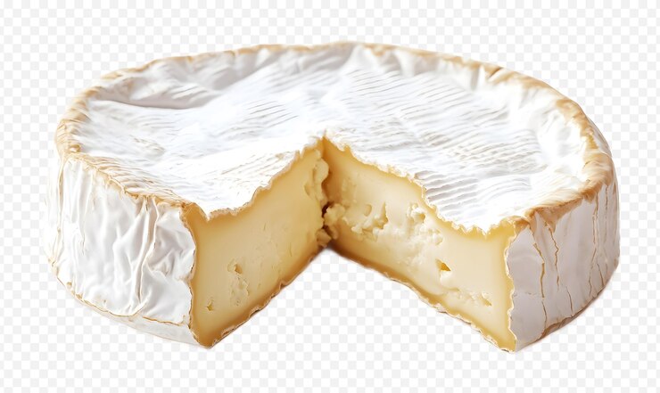 PSD queso camembert sobre un fondo transparente