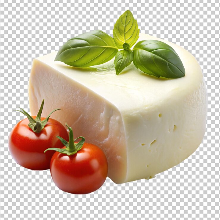 PSD queso mozzarella sobre un fondo transparente