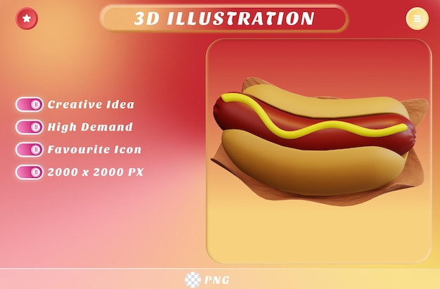 PSD queso de perro caliente 3d