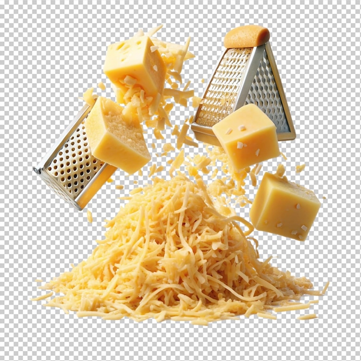 PSD queso triturado sobre un fondo transparente