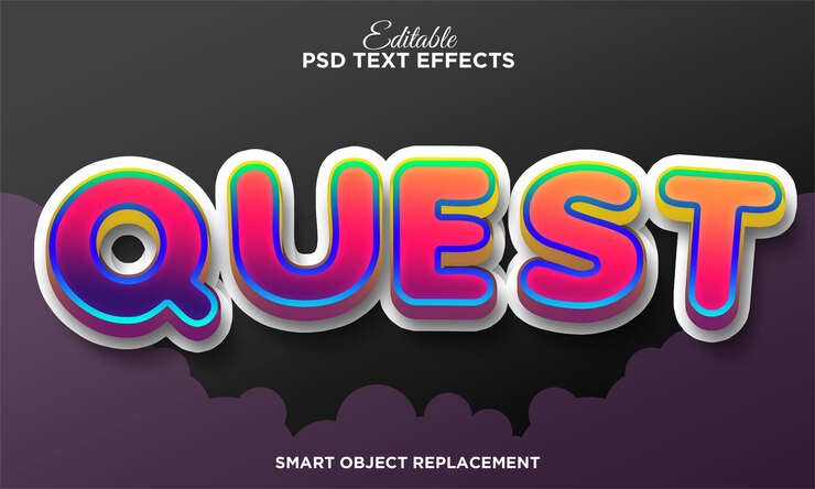 Quest 3d premium text psd editable