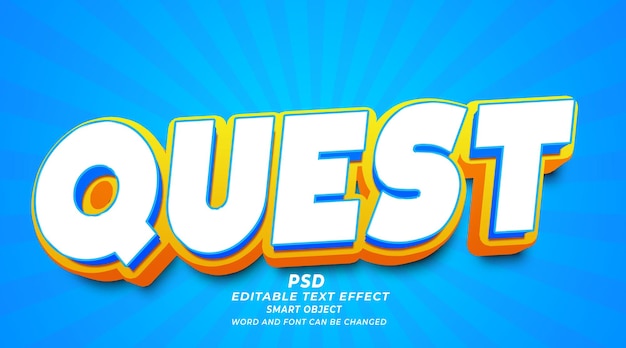 Quest 3d style d'effet de texte photoshop modifiable