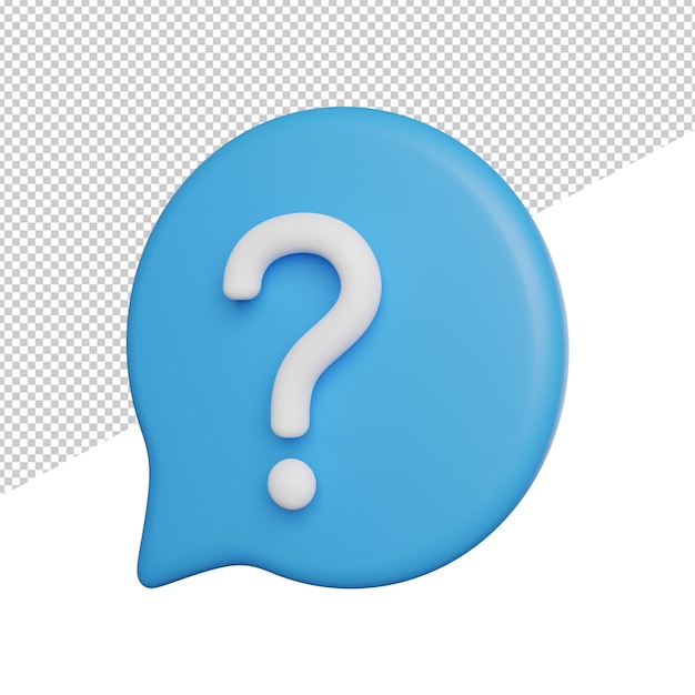 question mark sign side view 3d rendering icon illustration on transparent background
