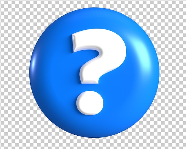 Question Poser Cercle Marque Icône Bleue Rendu 3d