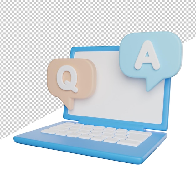 Question et réponse côté vue rendu 3d icône illustration sur fond transparent
