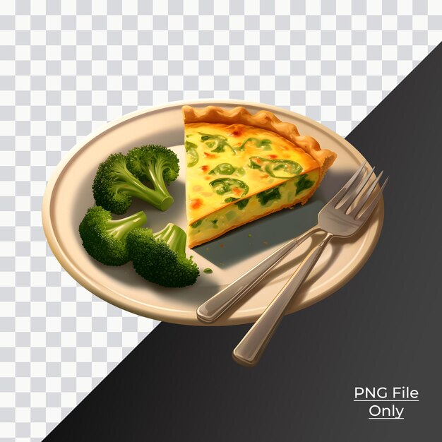 Quiche Aux Brocolis Et Aux épinards Psd Sur Une Assiette Uniquement Png Premium Psd