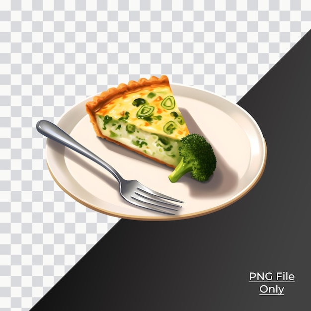 Quiche Aux Brocolis Et Aux épinards Psd Sur Une Assiette Uniquement Png Premium Psd