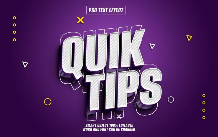 PSD quik tips carattere di effetto di testo tipografia modificabile testo 3d