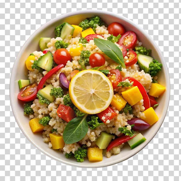 PSD quinoa salad on bowl on transparent background