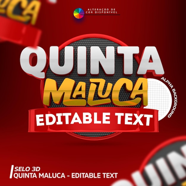 Quinta maluca selo 3d für composicao psd editavel