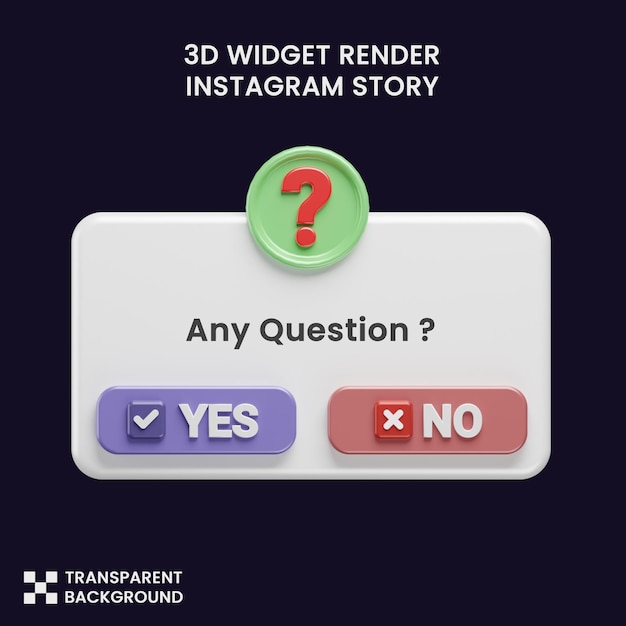 Quiz-widget-instagram-geschichte in 3d-rendering