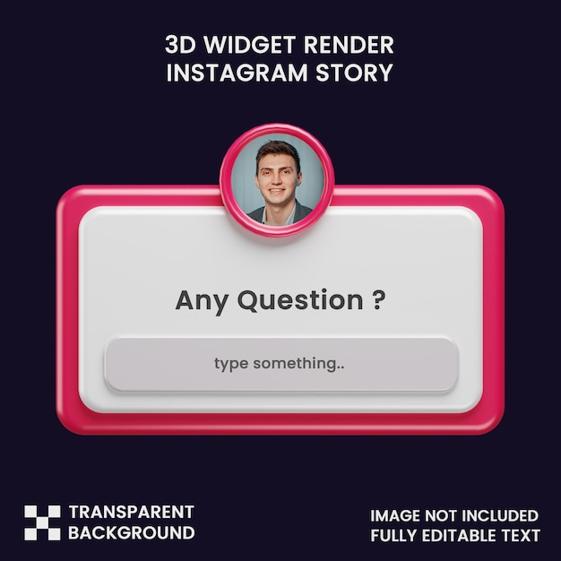 Quiz widget instagram story in 3d rendering