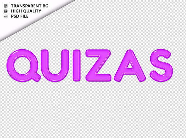 PSD quizas typographie texte violet verre brillant psd transparent