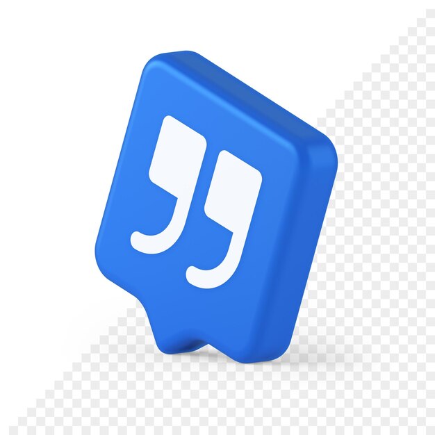 quotes mark button chat comment cyberspace conversation dialogue 3d realistic speech bubble icon