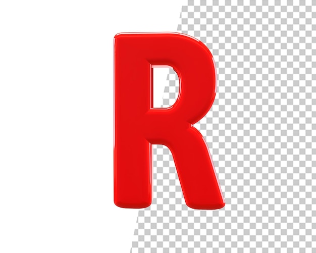 R letra rojo texto 3d render