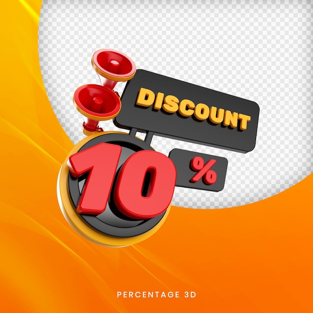 Rabatt 10 prozent banner 3d premium psd