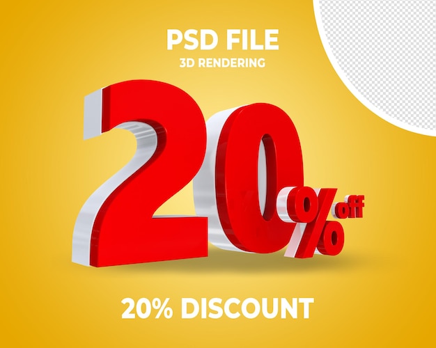 PSD rabatt rotes 3d-rendering