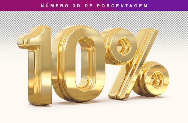Rabattzahl 10 Prozent 3D Gold Modern