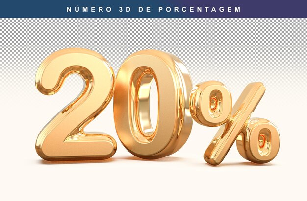 PSD rabattzahl 20 prozent 3d modern golden