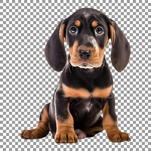 PSD raça de cachorrinho coonhound bonito isolada em fundo transparente