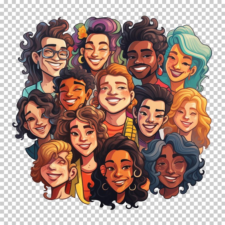 PSD raças diversas etnias conceito de inclusividade grupo multirracial de pessoas