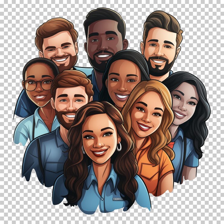 PSD raças diversas etnias conceito de inclusividade grupo multirracial de pessoas