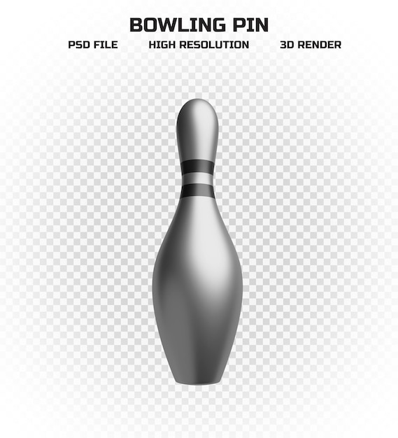 Raccolta di 3d render argento birilli da bowling con strisce nere in alta risoluzione