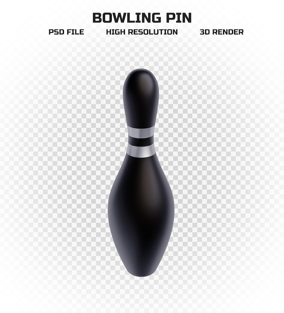 Raccolta di 3d rendering birilli da bowling neri con strisce d'argento in alta risoluzione