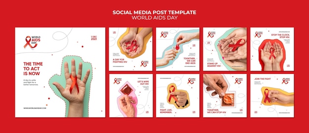Raccolta di modelli di post instagram per la giornata mondiale dell'aids