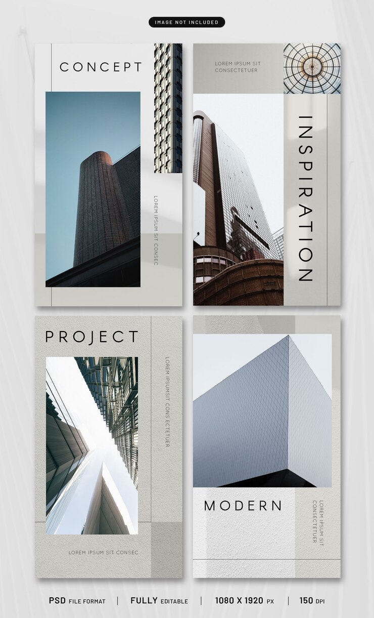 PSD raccolta di modelli di storie di architettura psd