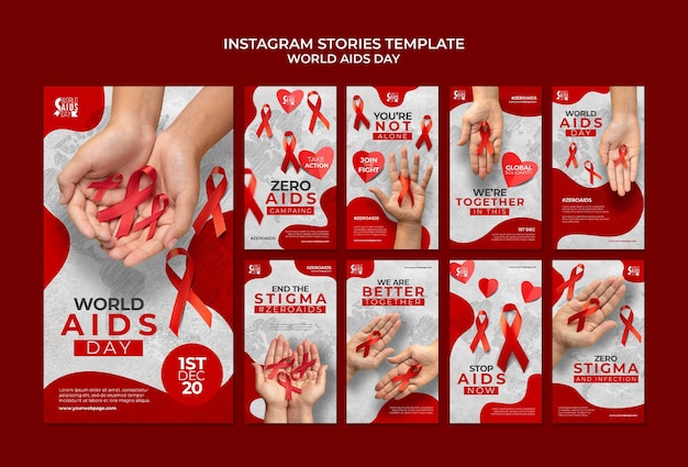 Raccolta di modelli di storie di instagram per la giornata mondiale dell'aids