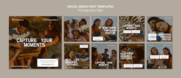Raccolta di post di instagram del workshop di lezioni di fotografia