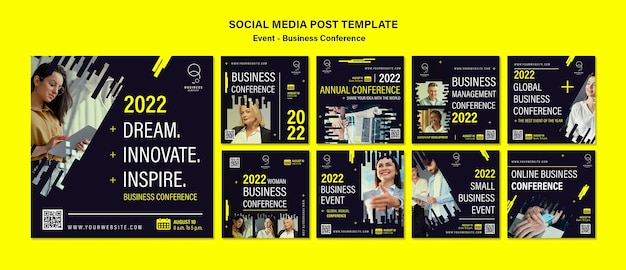Raccolta di post di Instagram per eventi aziendali professionali
