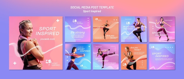 Raccolta di post di Instagram per l'allenamento fitness