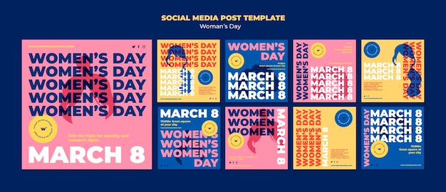 Raccolta di post di instagram per la celebrazione della festa della donna
