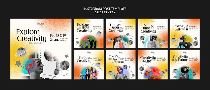 PSD raccolta di post di instagram per la creatività