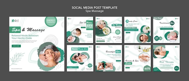 Raccolta di post di Instagram per massaggi spa con donna