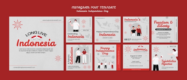 Raccolta di post instagram del giorno dell'indipendenza dell'Indonesia