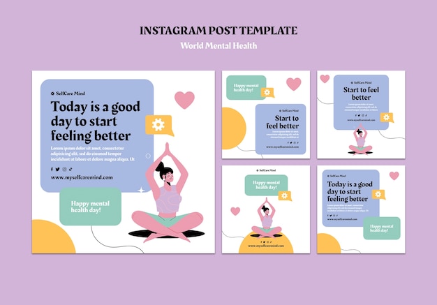 Raccolta di post instagram della giornata mondiale della salute mentale