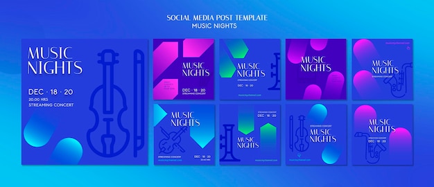 Raccolta di post sfumati di Instagram per festival di serate musicali