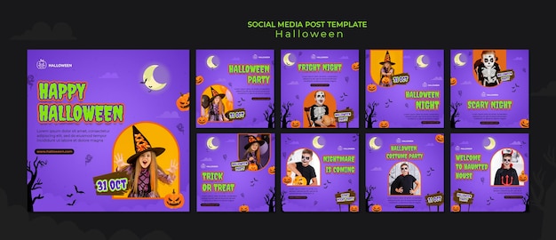 Raccolta di post su Instagram per halloween con bambino in costume