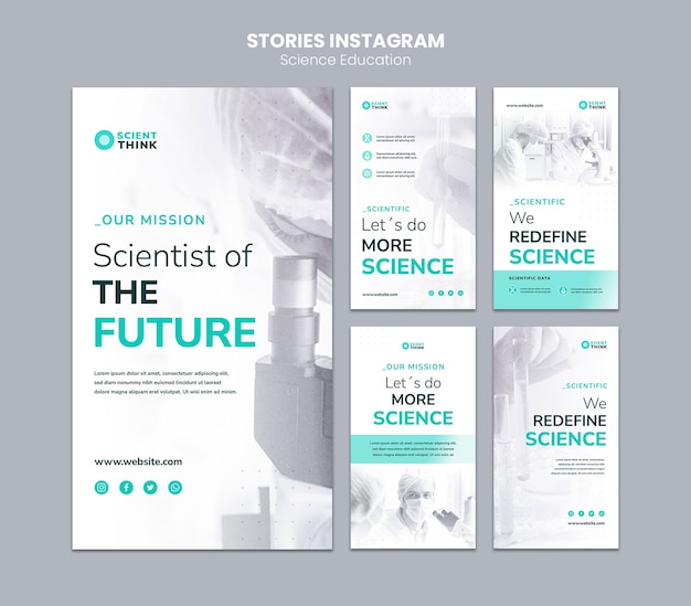 Raccolta di storie di instagram di ricerca scientifica