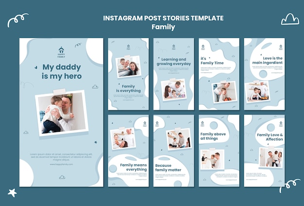 Raccolta di storie di Instagram per famiglie con genitori e neonati
