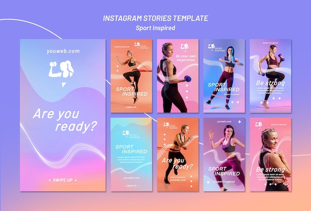 Raccolta di storie di Instagram per l'allenamento fitness