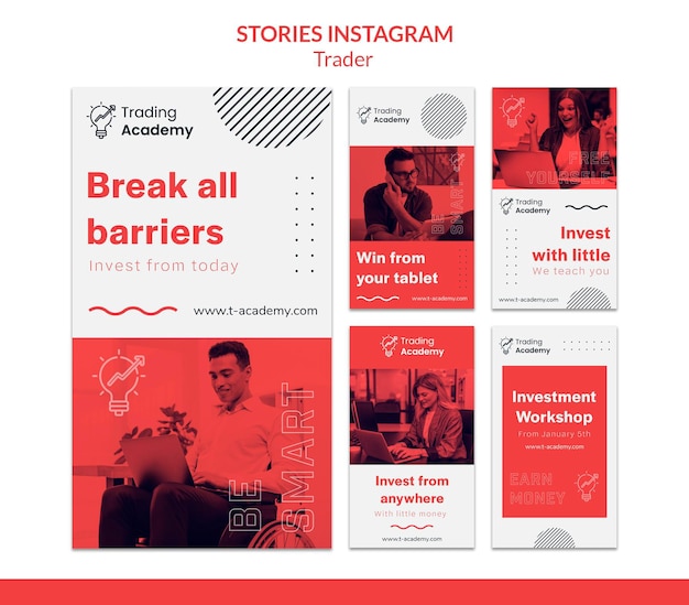 Raccolta di storie di Instagram per l'occupazione di trader di investimento