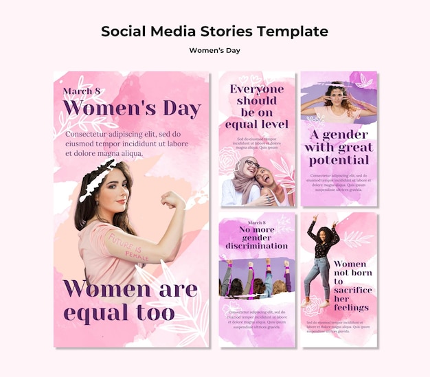 Raccolta di storie di Instagram per la celebrazione della festa della donna