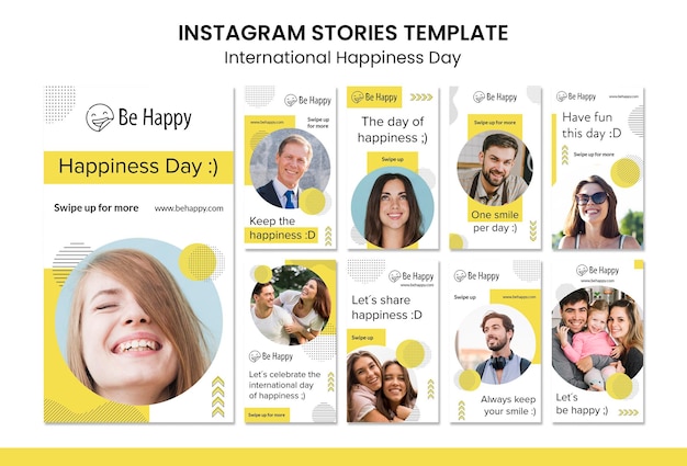 Raccolta di storie di Instagram per la giornata internazionale della felicità