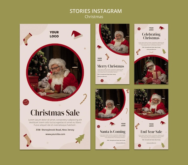 Raccolta di storie di Instagram per la vendita dello shopping natalizio